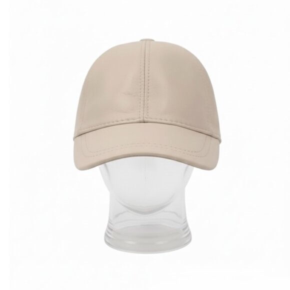Beige Genuine Leather Cap Leather Baseball Cap Handmade Leather Cap For Women - Picture 3 of 3